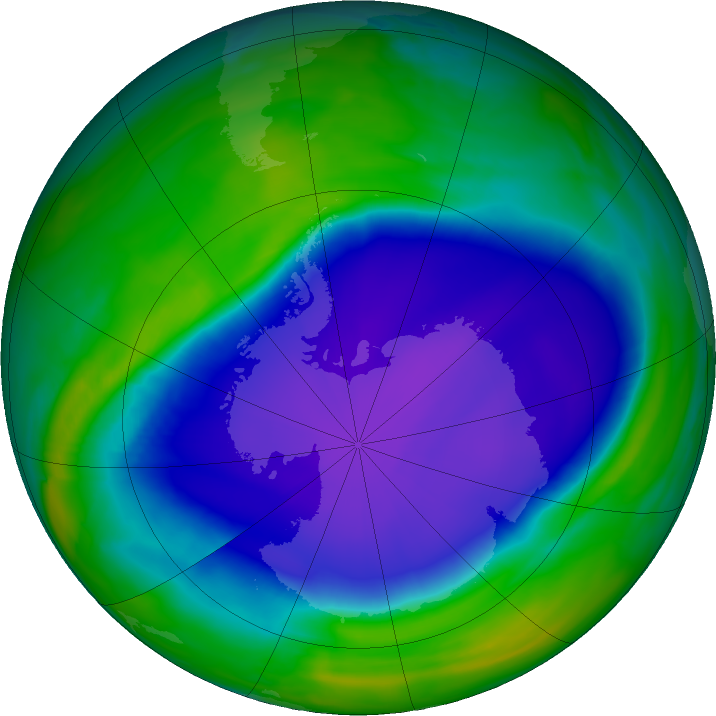 Antarctic ozone map for 07 October 2022